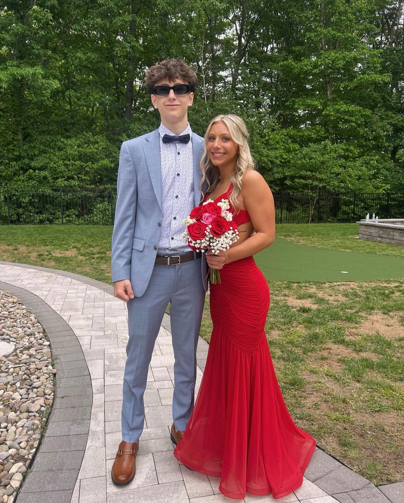 Open Back Red Mermaid Prom Dress V Neck Evening Gown  P1581