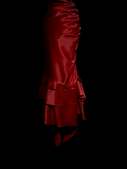 V Neck Burgundy Satin Prom Dress Formal Evening Party Dress Birthday Dress P102