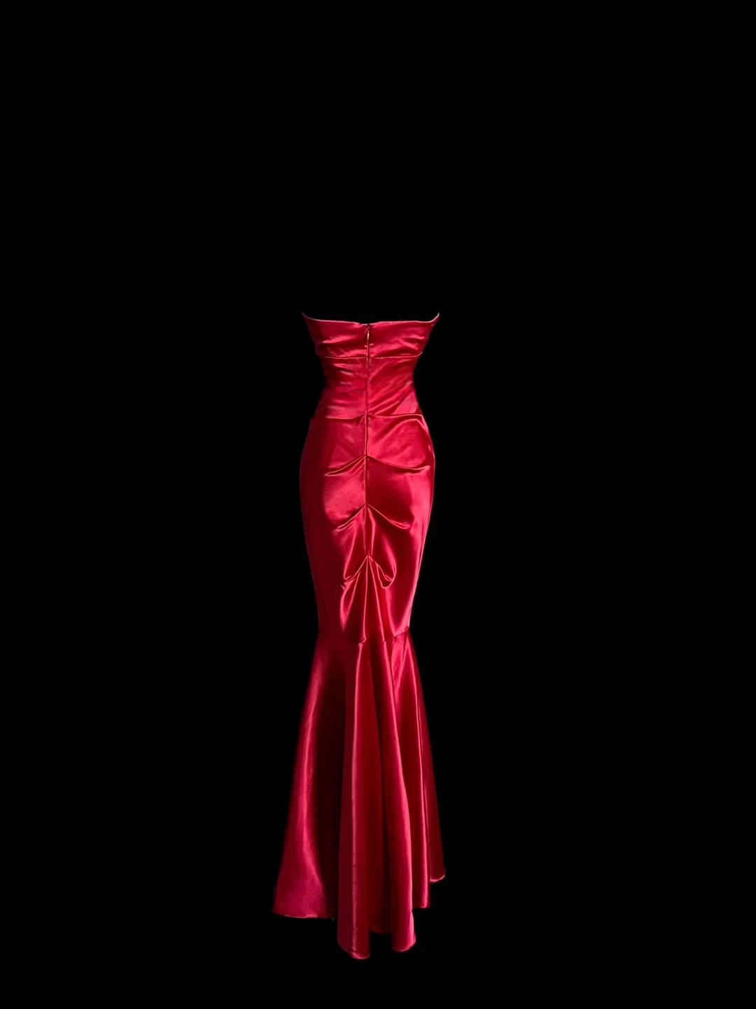 Strapless Red Satin Prom Dress Formal Party Dress Evening Dress P103