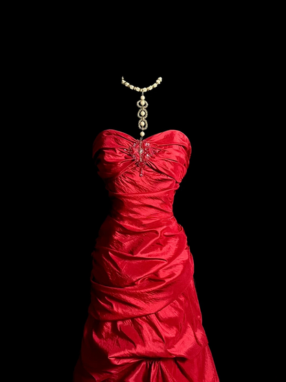 Strapless Red A Line Prom Dress Formal Party Evening Dress  P105