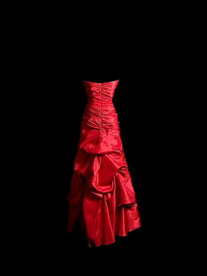 Strapless Red A Line Prom Dress Formal Party Evening Dress  P105