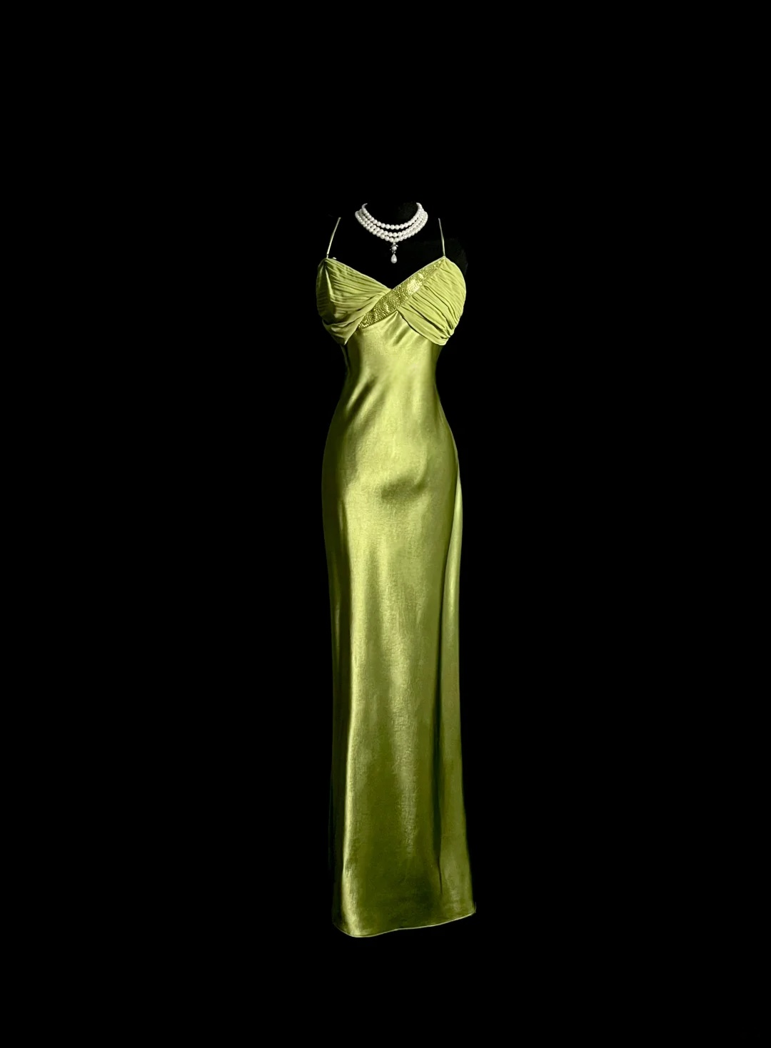 Sheath Green Satin Prom Dress Maxi Evening Dress  P107