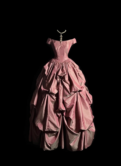Off The Shoulder Pink Ball Gown Birthday Dress Formal Party Dress  P108