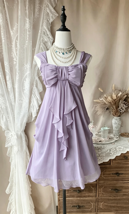 Navy Blue A Line Ruffled Chiffon Short Homecoming Dress  P1094