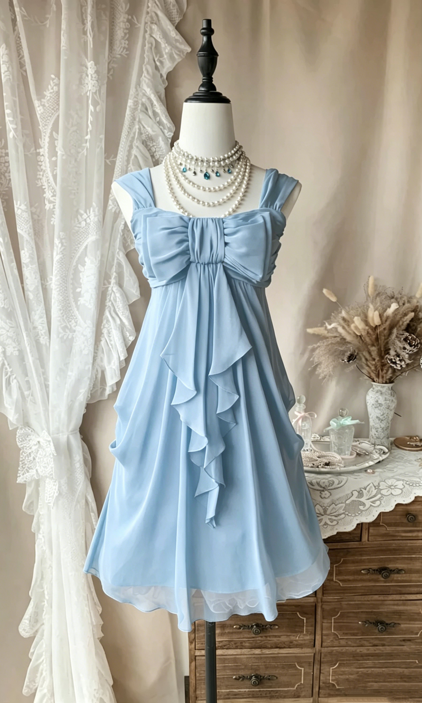 Navy Blue A Line Ruffled Chiffon Short Homecoming Dress  P1094