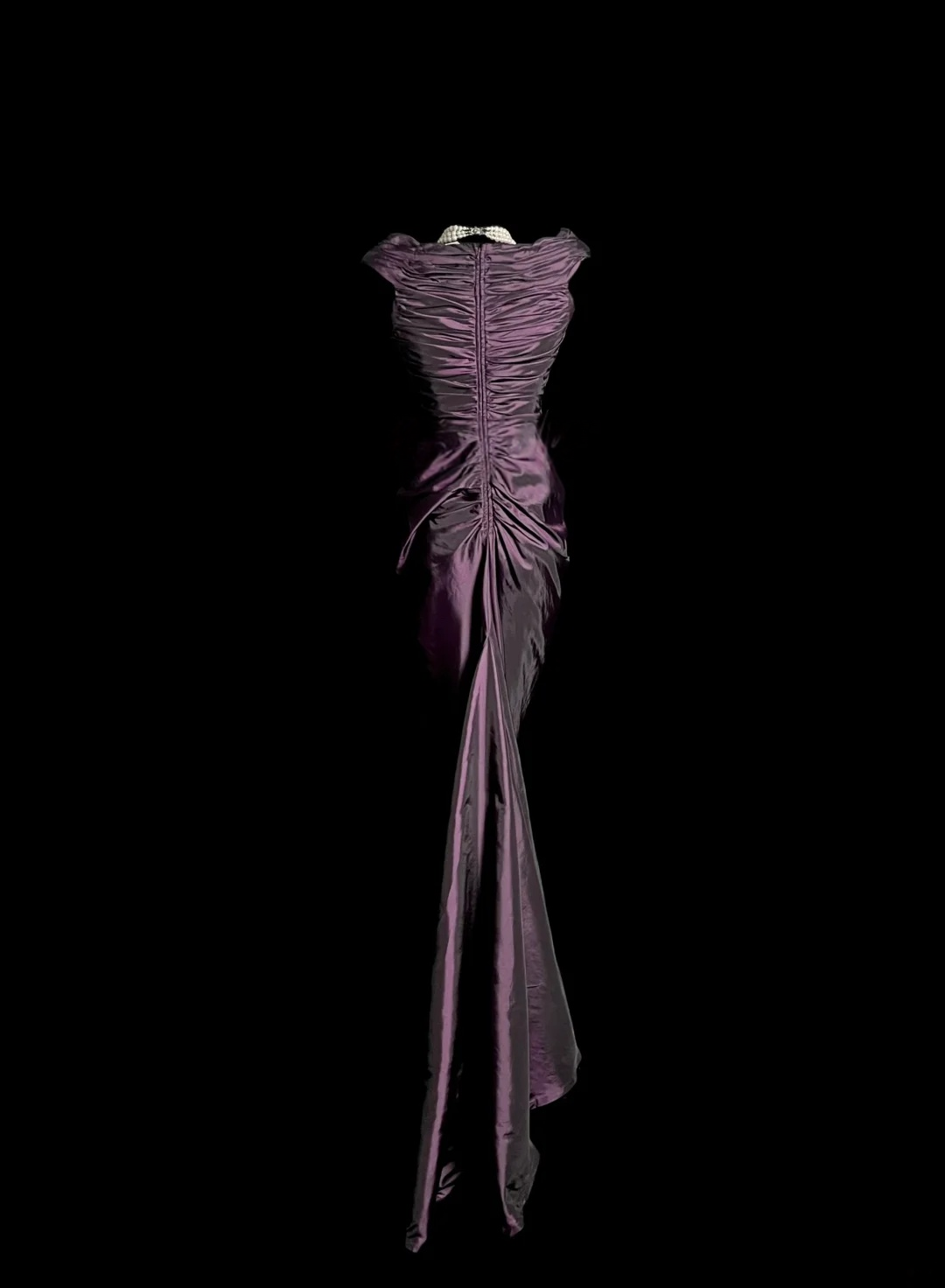 Purple Pleated Prom Dress Sheath Modest Evening Dress  P111
