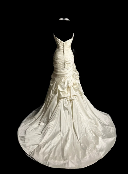 Sweetheart Ivory Satin Wedding Dress Elegant Bridal Gowns  P113