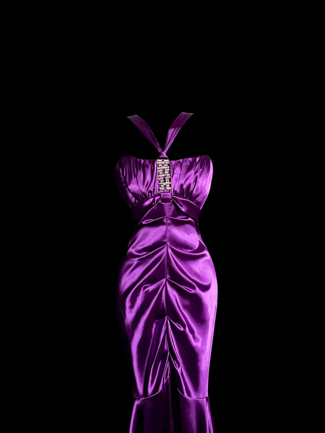 Purple Mermaid Satin Prom Dress Evening Party Dress  P114