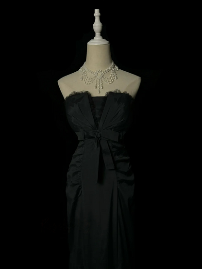 Black Sheath Satin Prom Dress Evening Dress Formal Dress  P119