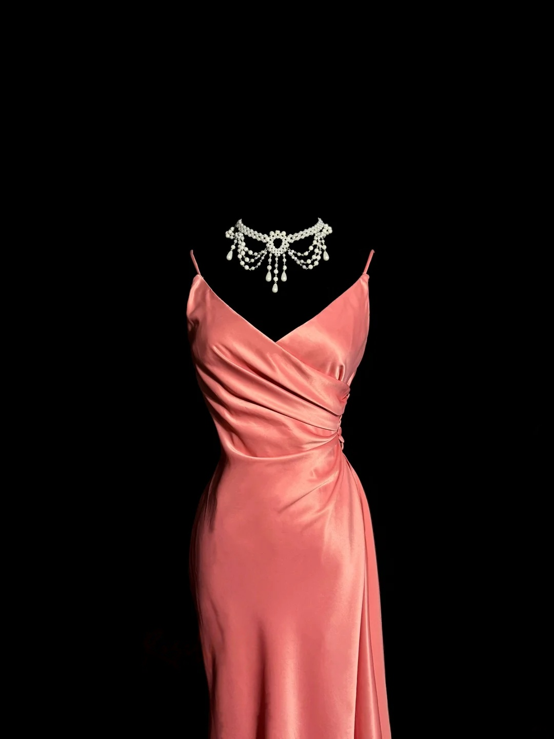 V Neck Sheath Satin Prom Dress Evening Dress Formal Wedding Guest Dress  P122