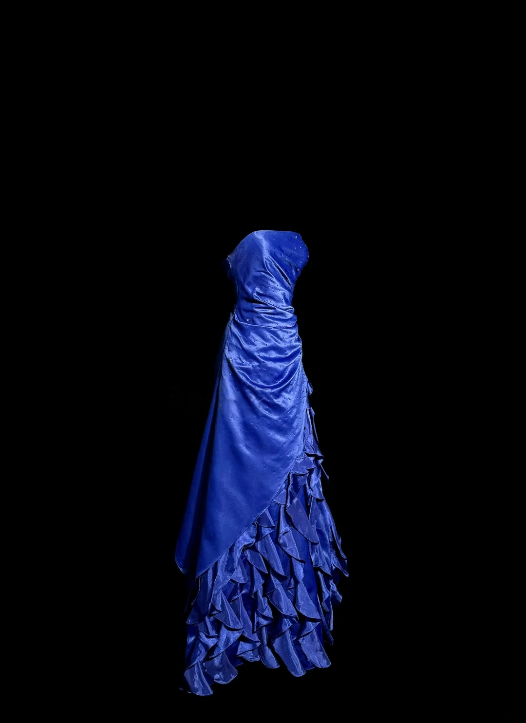 Strapless Royal Blue Ruffle Prom Dress Evening Dress  P123