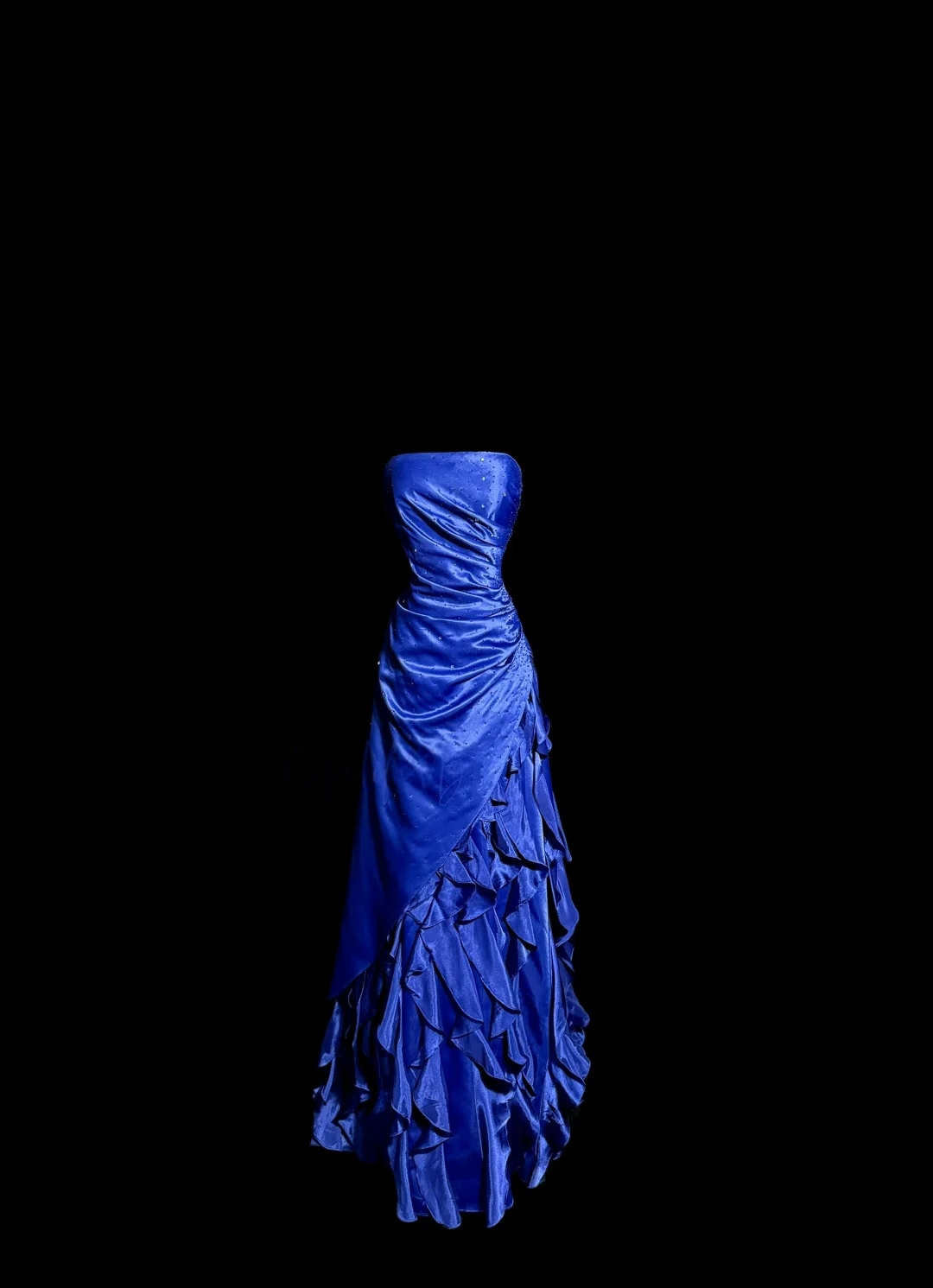 Strapless Royal Blue Ruffle Prom Dress Evening Dress  P123