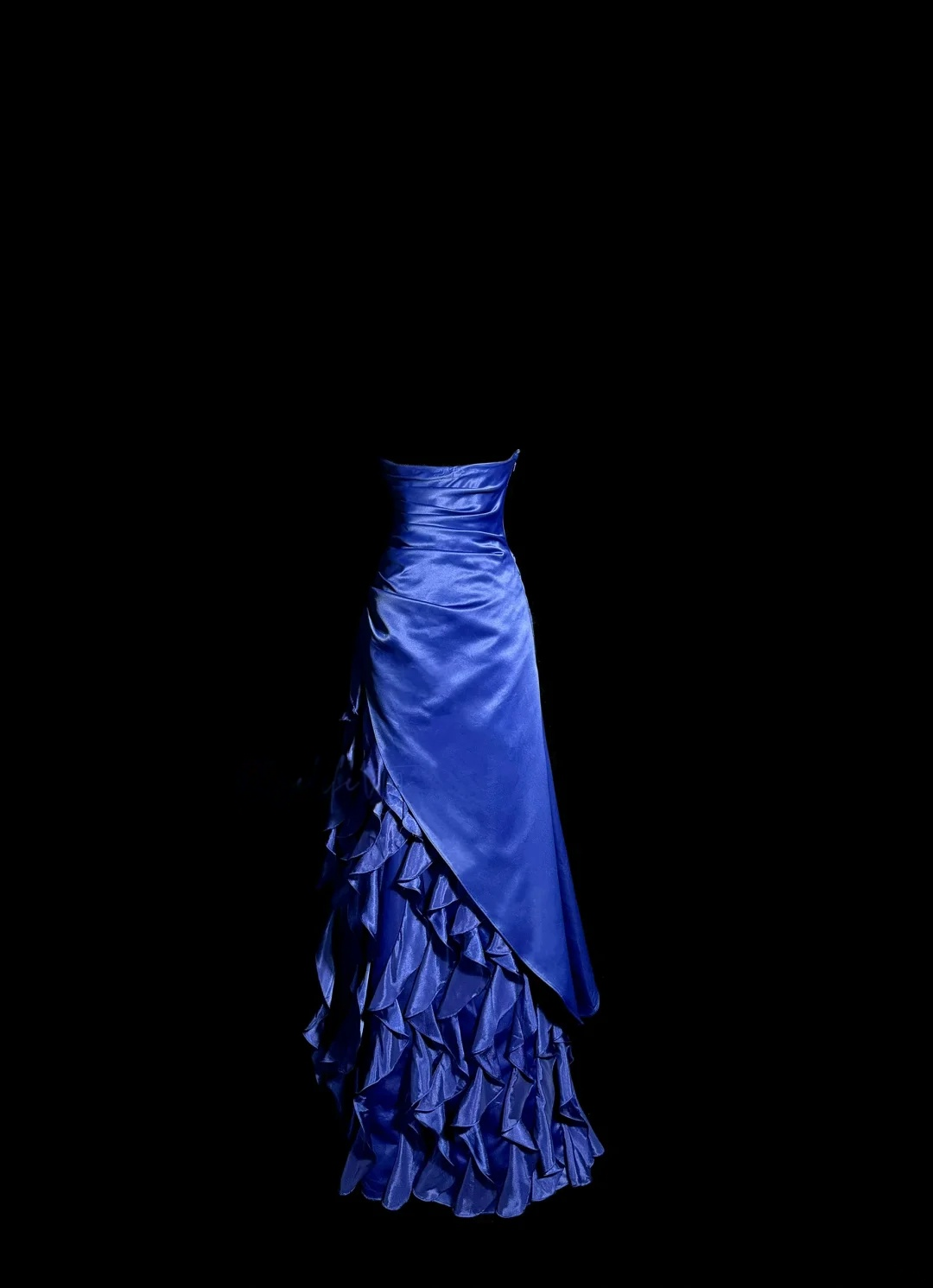 Strapless Royal Blue Ruffle Prom Dress Evening Dress  P123