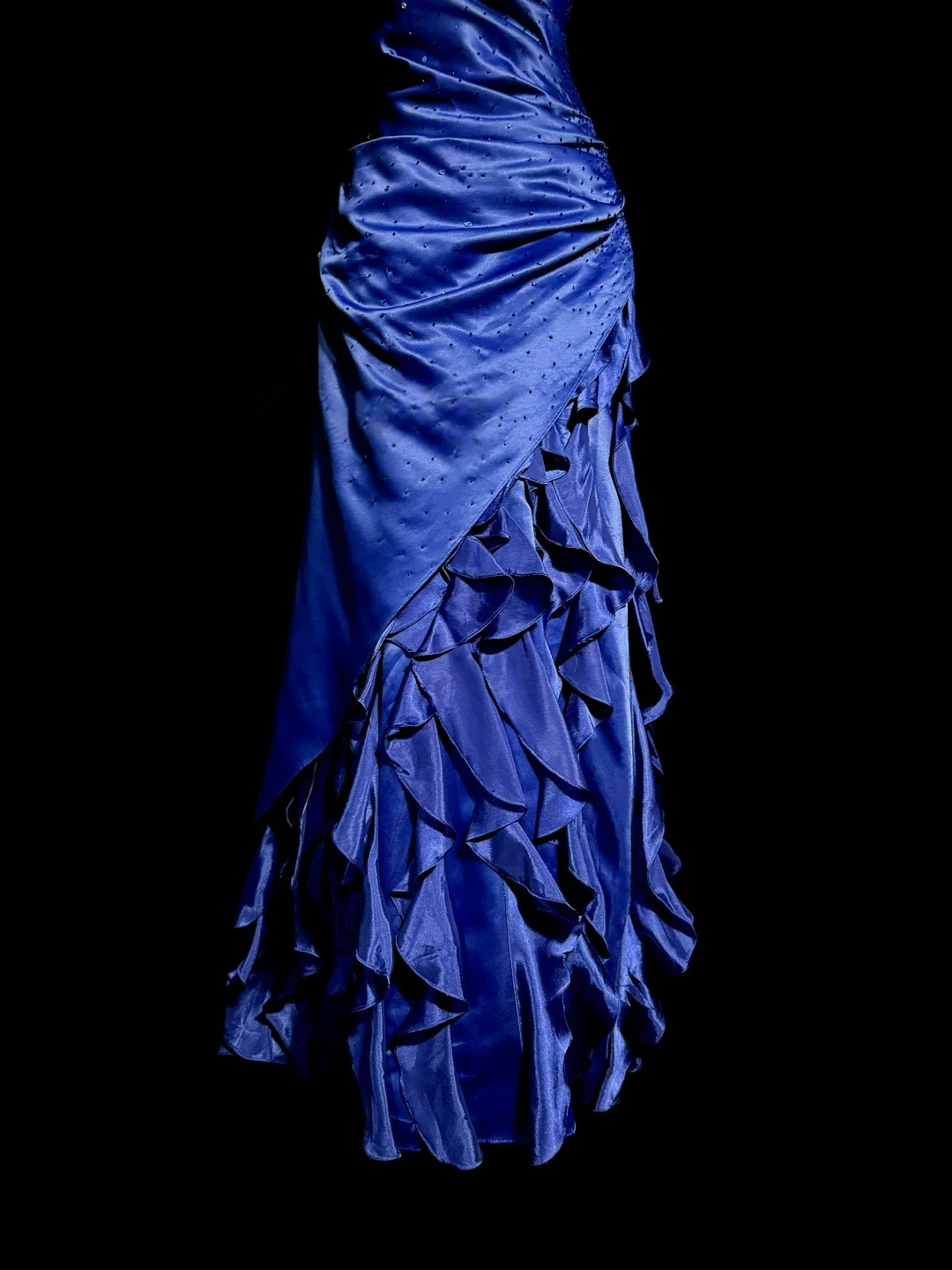 Strapless Royal Blue Ruffle Prom Dress Evening Dress  P123