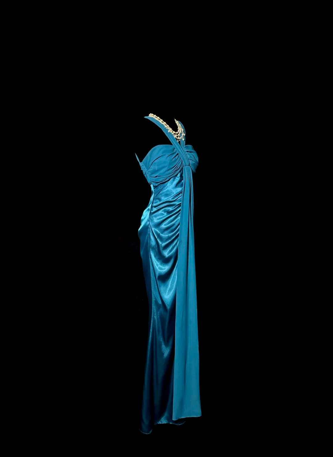 Sheath Satin Blue Prom Dress Evening Dress Formal Party Dress  P124