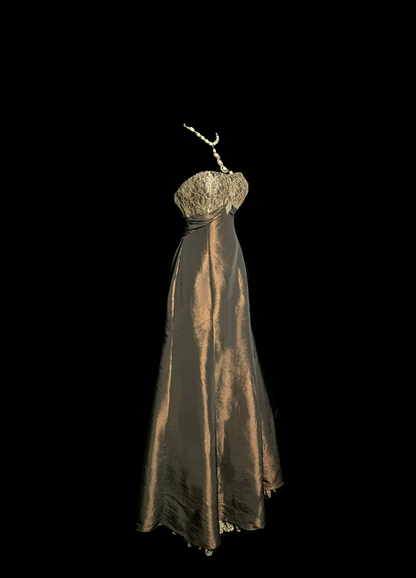 Lace Strapless A Line Satin Prom Dress Evening Dress Formal Party Dress  P125