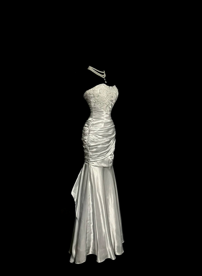 Sweetheart Ivory Sheath Evening Dress With Applique Elegant Wedding Dress  P129