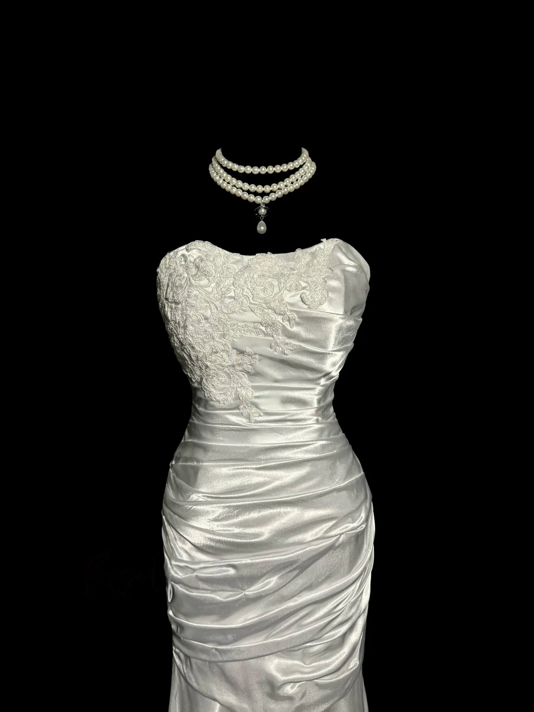 Sweetheart Ivory Sheath Evening Dress With Applique Elegant Wedding Dress  P129
