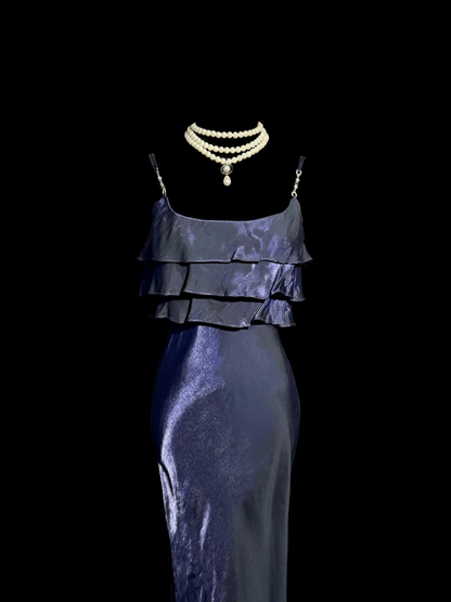 Ruffle Purple Sheath Prom Dress Simple Elegant Evening Dress  P135