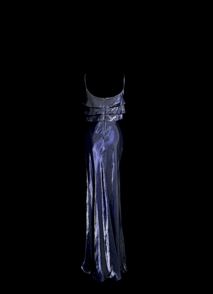 Ruffle Purple Sheath Prom Dress Simple Elegant Evening Dress  P135