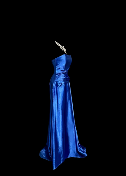 Strapless Royal Blue Mermaid Prom Dress Elegant Evening Dress  P136