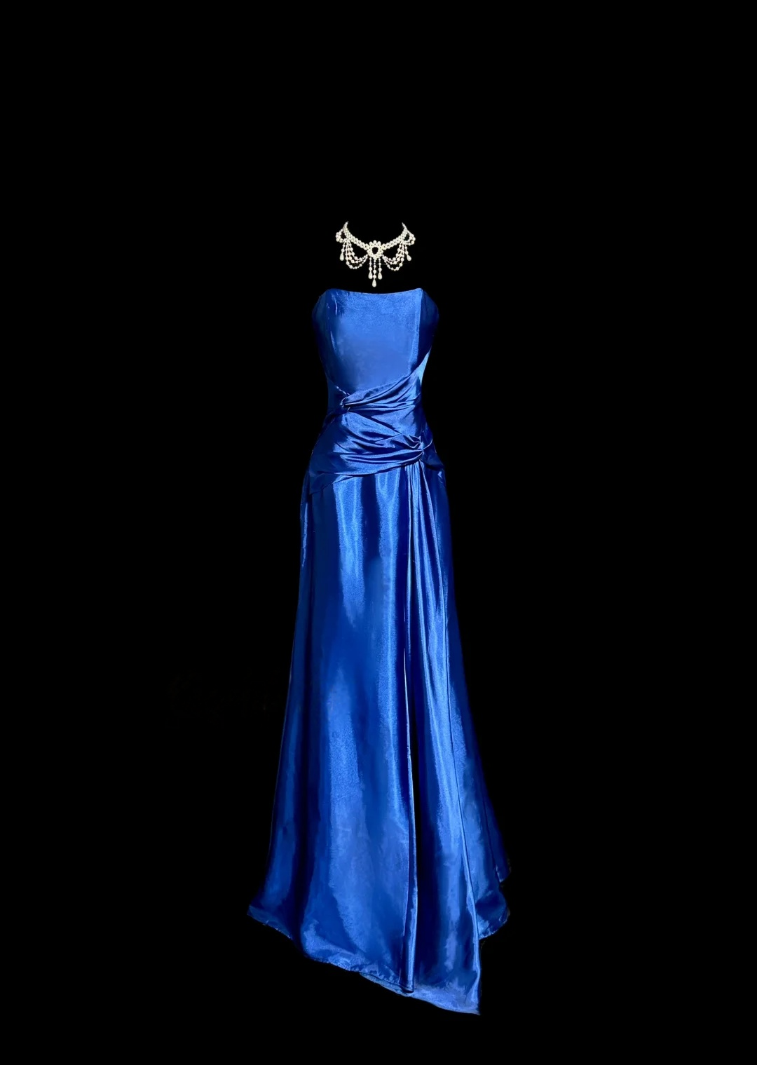 Strapless Royal Blue Mermaid Prom Dress Elegant Evening Dress  P136