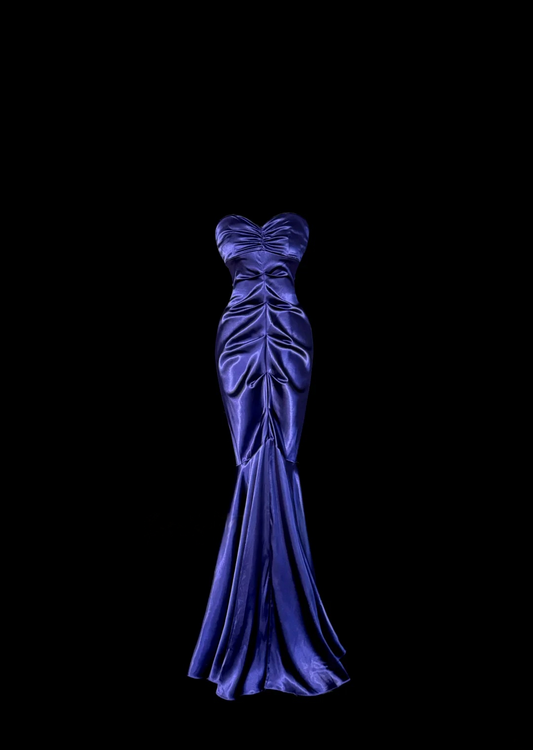 Sweetheart Mermaid Satin Prom Dress Purple Evening Dress  P137