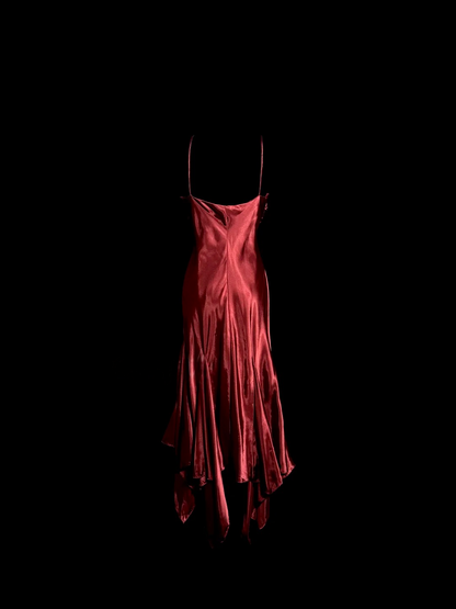 Burgundy Mermaid Satin Prom Dress Simple Evening Dress  P143