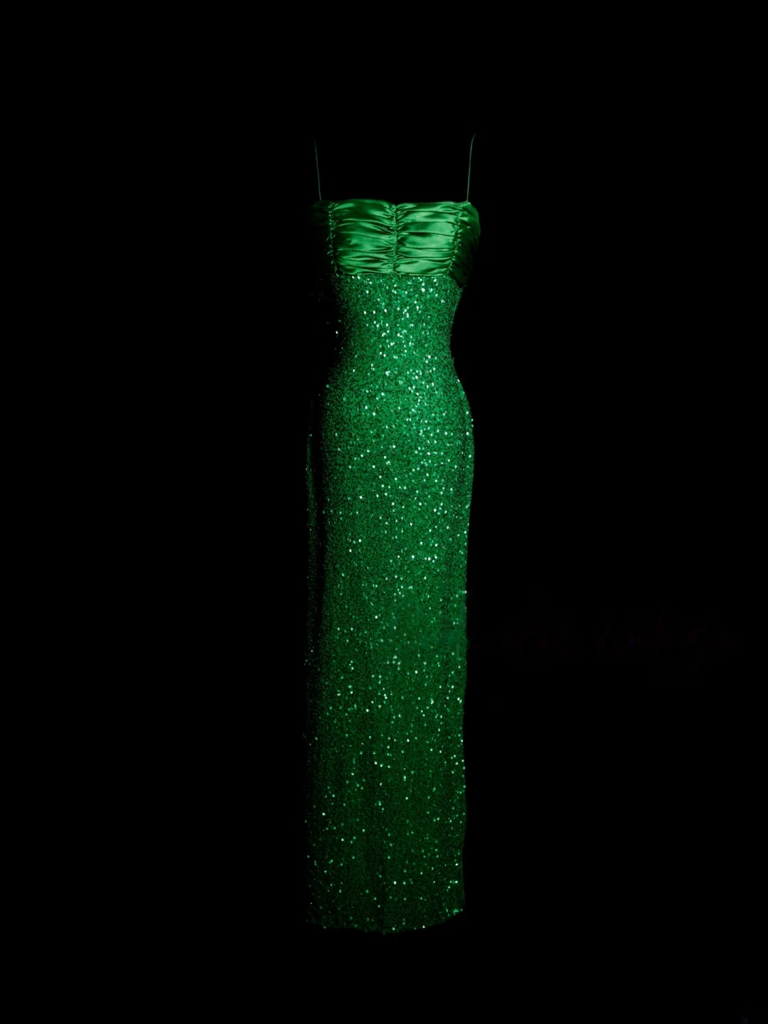 Green Sequin Satin Prom Dress Sheath Formal Party Dress Evening Dress  P147