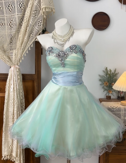Sweetheart Mint Green Beaded Homecoming Dress  P1478