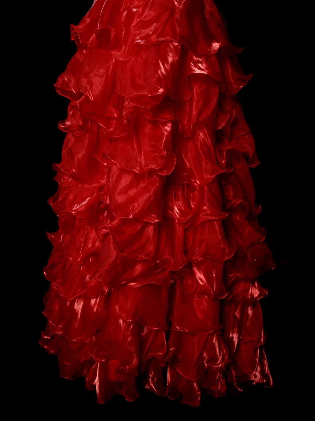 A Line Red Organza Layered Prom Dress Vintage Birthday Dress  P163