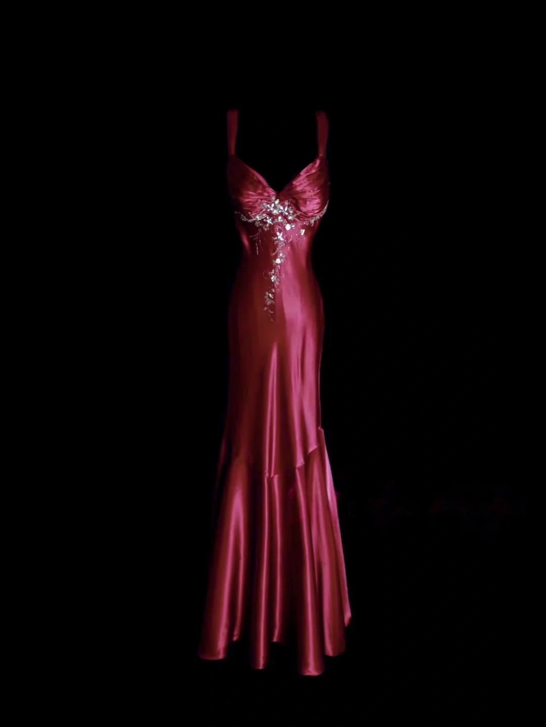 Backless Pink Mermaid Prom Dress Beaded Vintage Evening Dress  P164