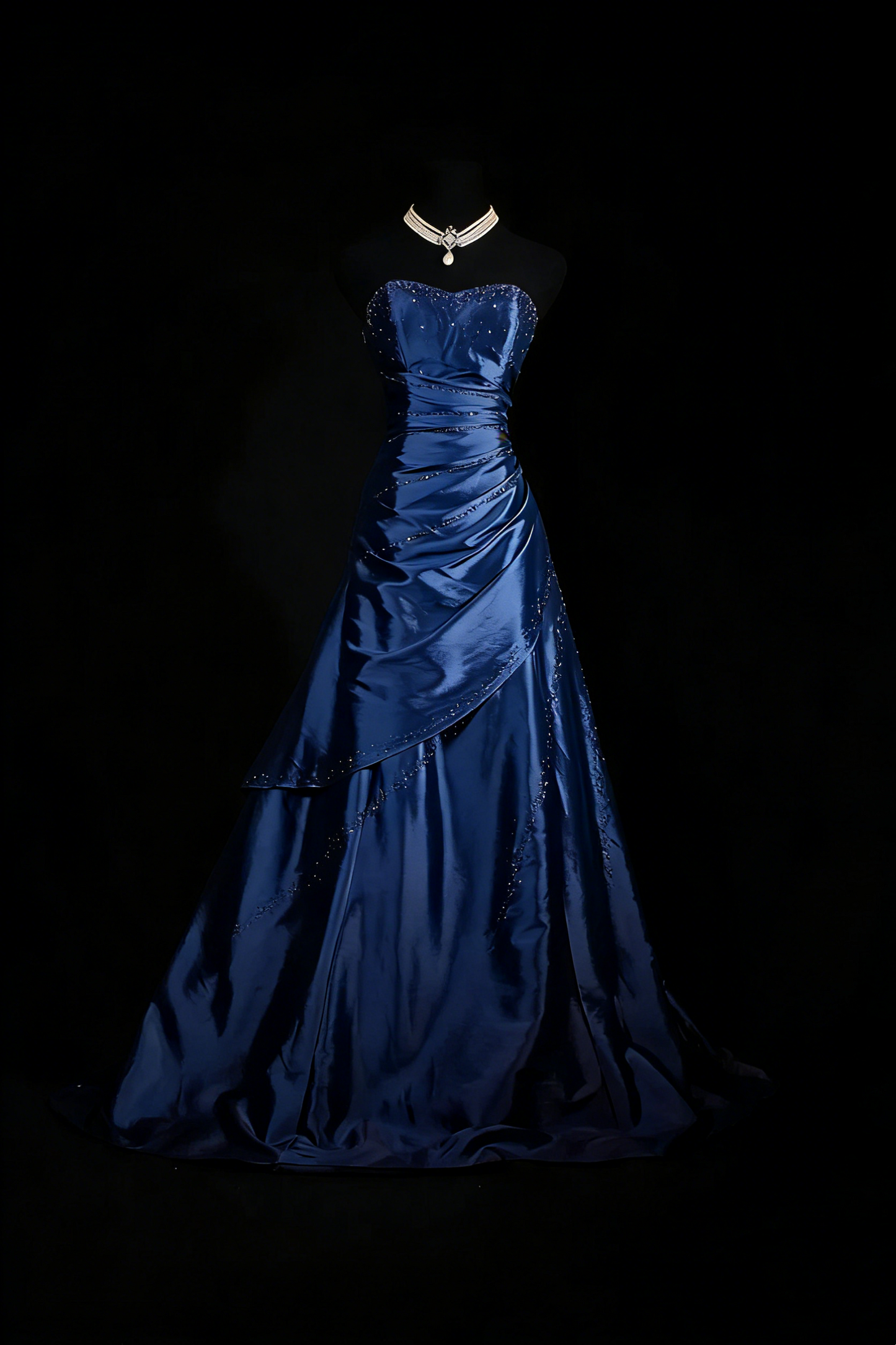 Sweetheart Satin A Line Prom Dress Beaded Formal Evening Dress  P169