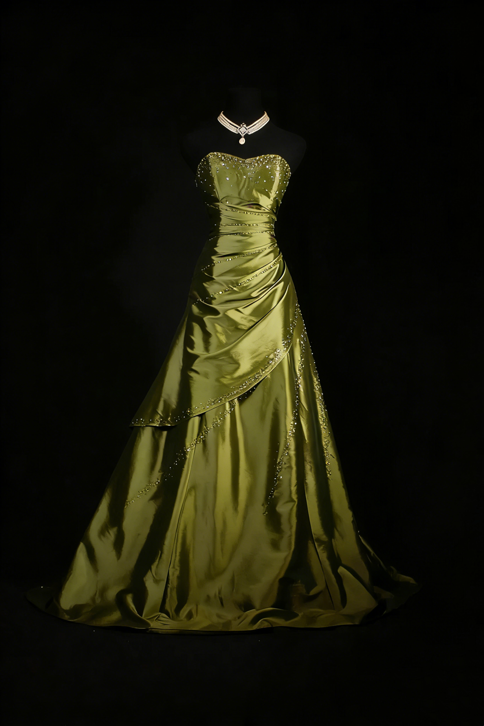 Sweetheart Satin A Line Beaded Prom Dress  Dress  Green