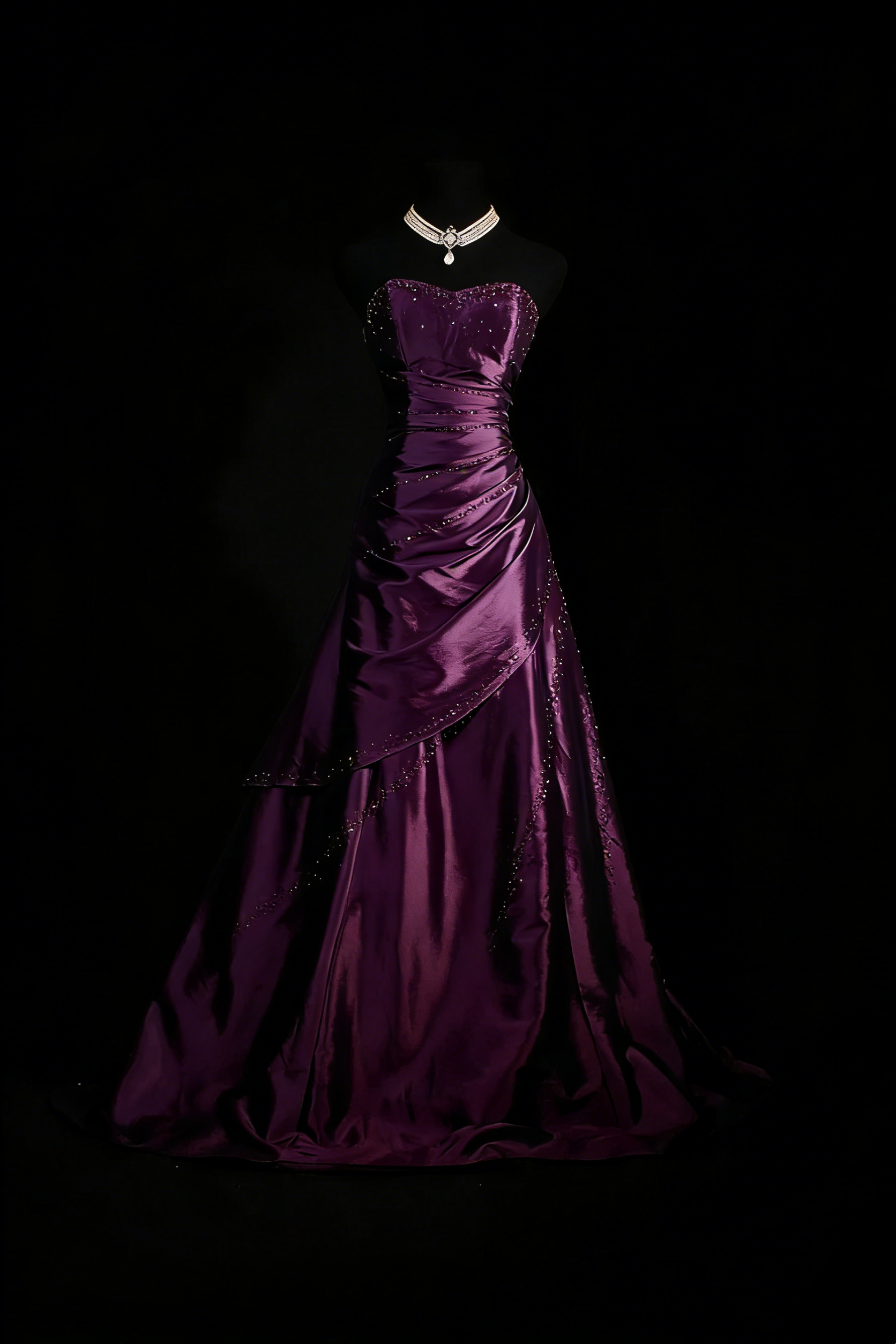 Sweetheart Satin A Line Beaded Prom Dress  Dress  Purple