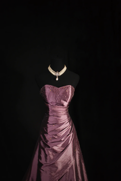 Sweetheart Satin A Line Prom Dress Beaded Formal Evening Dress  P169