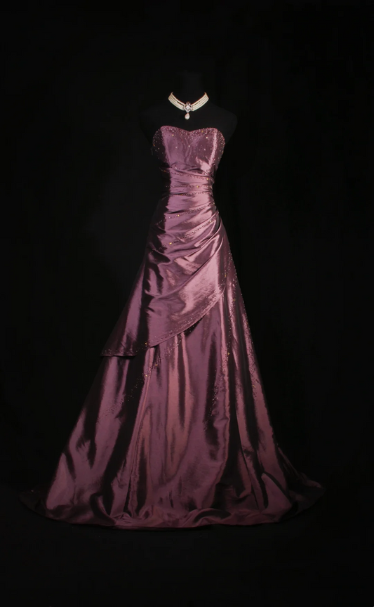 Sweetheart Satin A Line Prom Dress Beaded Formal Evening Dress  P169