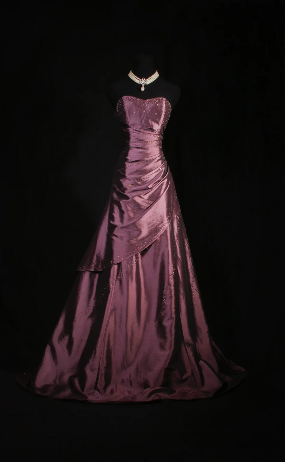 Beaded Sweetheart Satin A-Line Gown