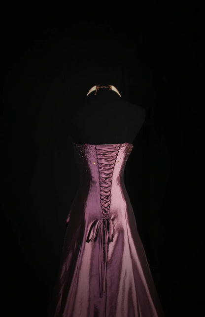 Sweetheart Satin A Line Prom Dress Beaded Formal Evening Dress  P169