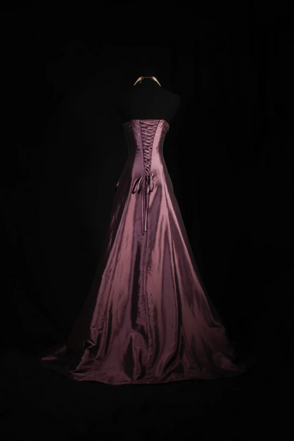 Sweetheart Satin A Line Prom Dress Beaded Formal Evening Dress  P169