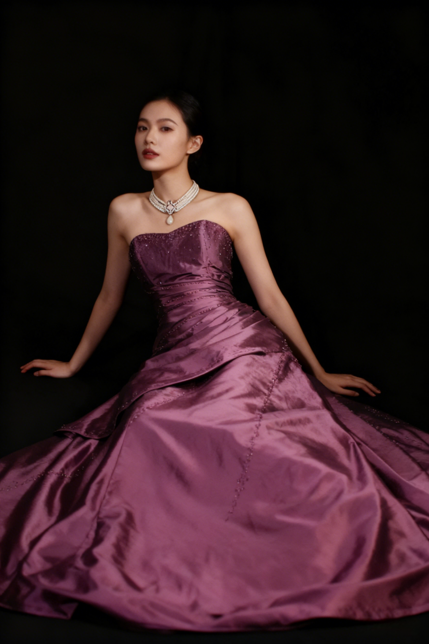 Sweetheart Satin A Line Prom Dress Beaded Formal Evening Dress  P169