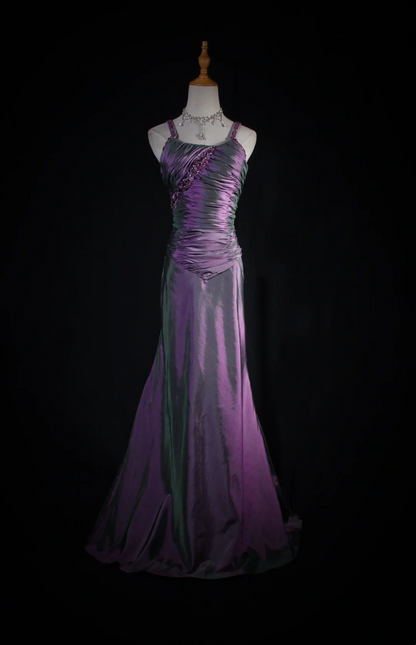 Purple Mermaid Prom Dress Beaded Formal Evening Dress  P170