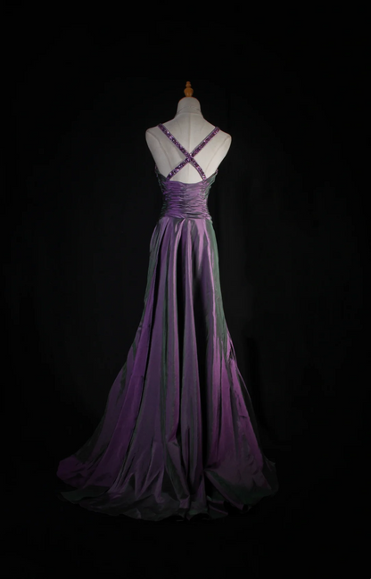 Purple Mermaid Prom Dress Beaded Formal Evening Dress  P170