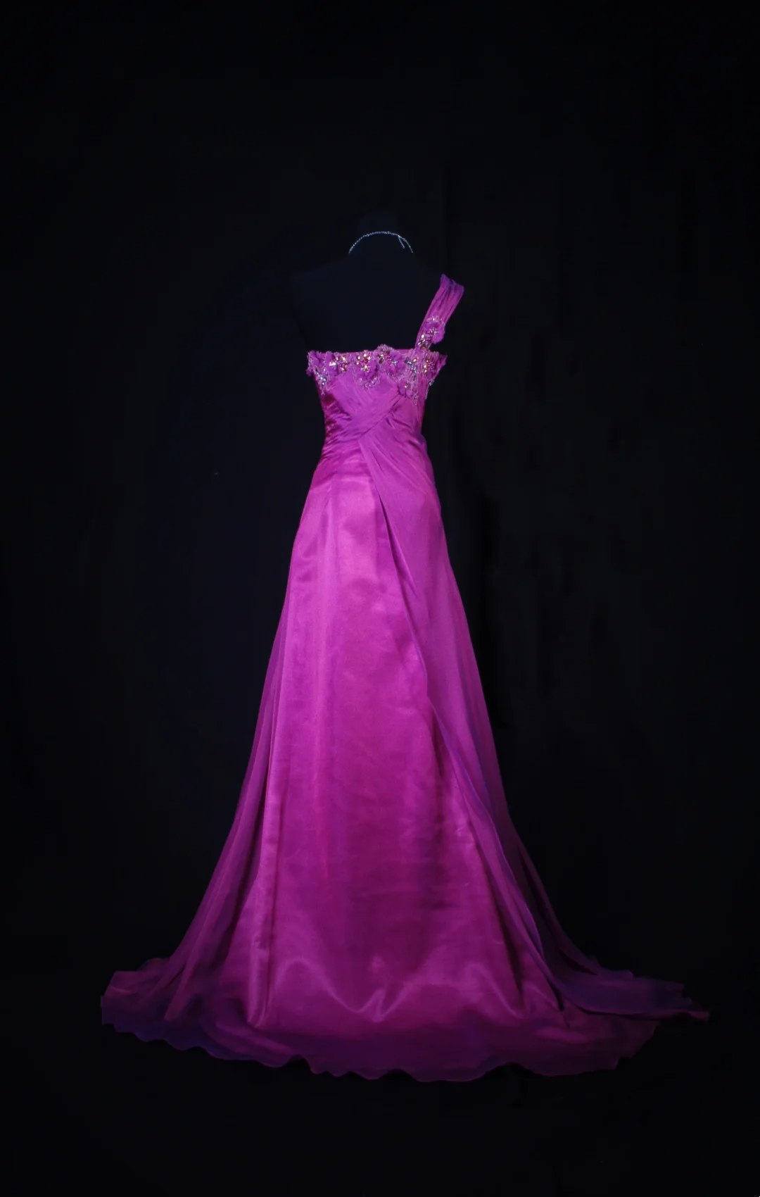 One Shoulder Fuchsia A Line Beaded Prom Dress Bridesmaid Dresses  P172