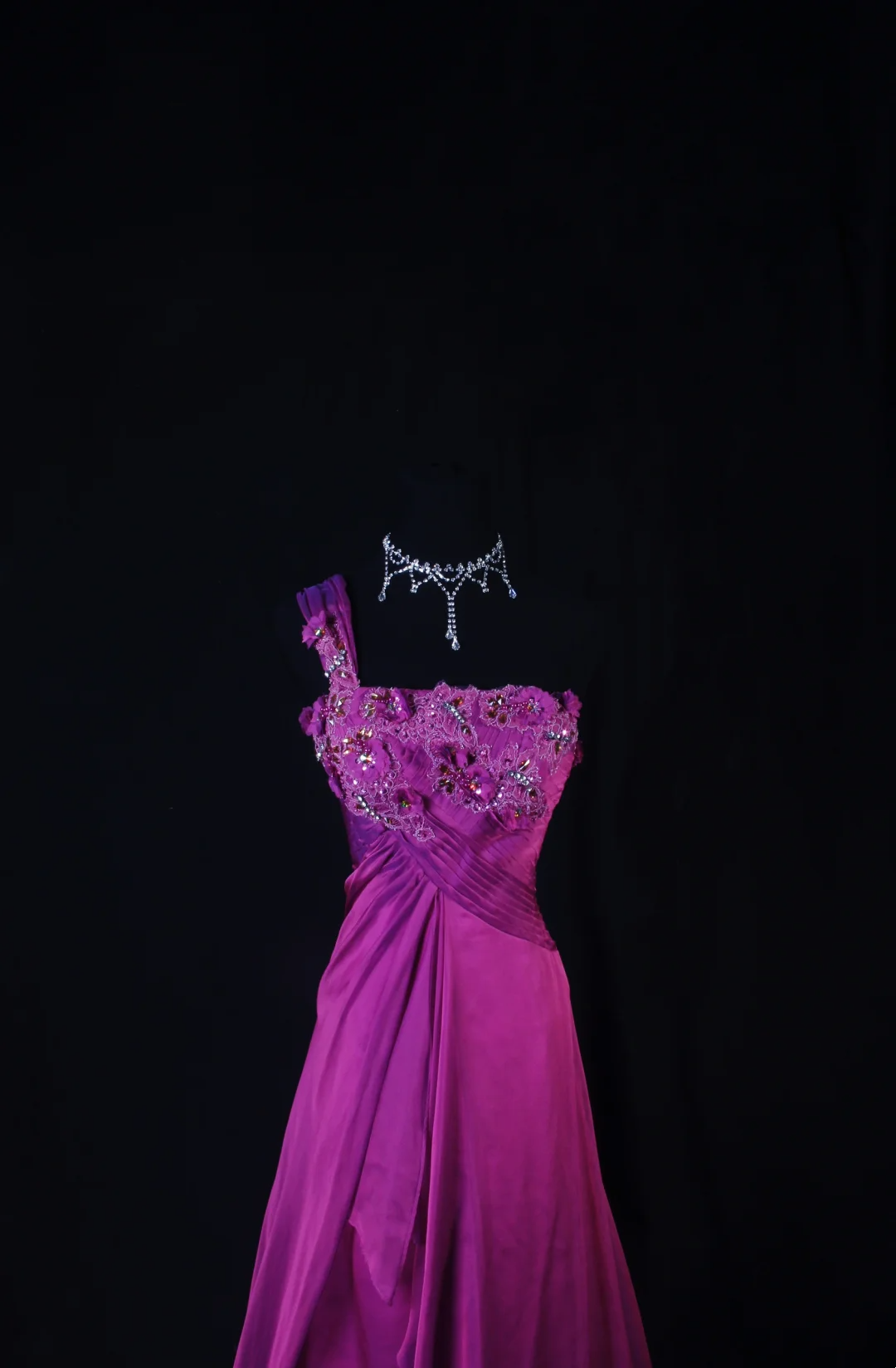 One Shoulder Fuchsia A Line Beaded Prom Dress Bridesmaid Dresses  P172