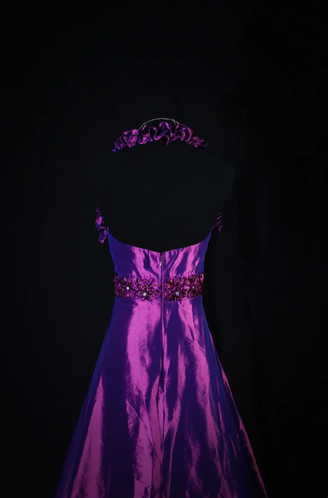 Halter Purple Satin A Line Prom Dress Formal Party Dress Evening Dress  P173
