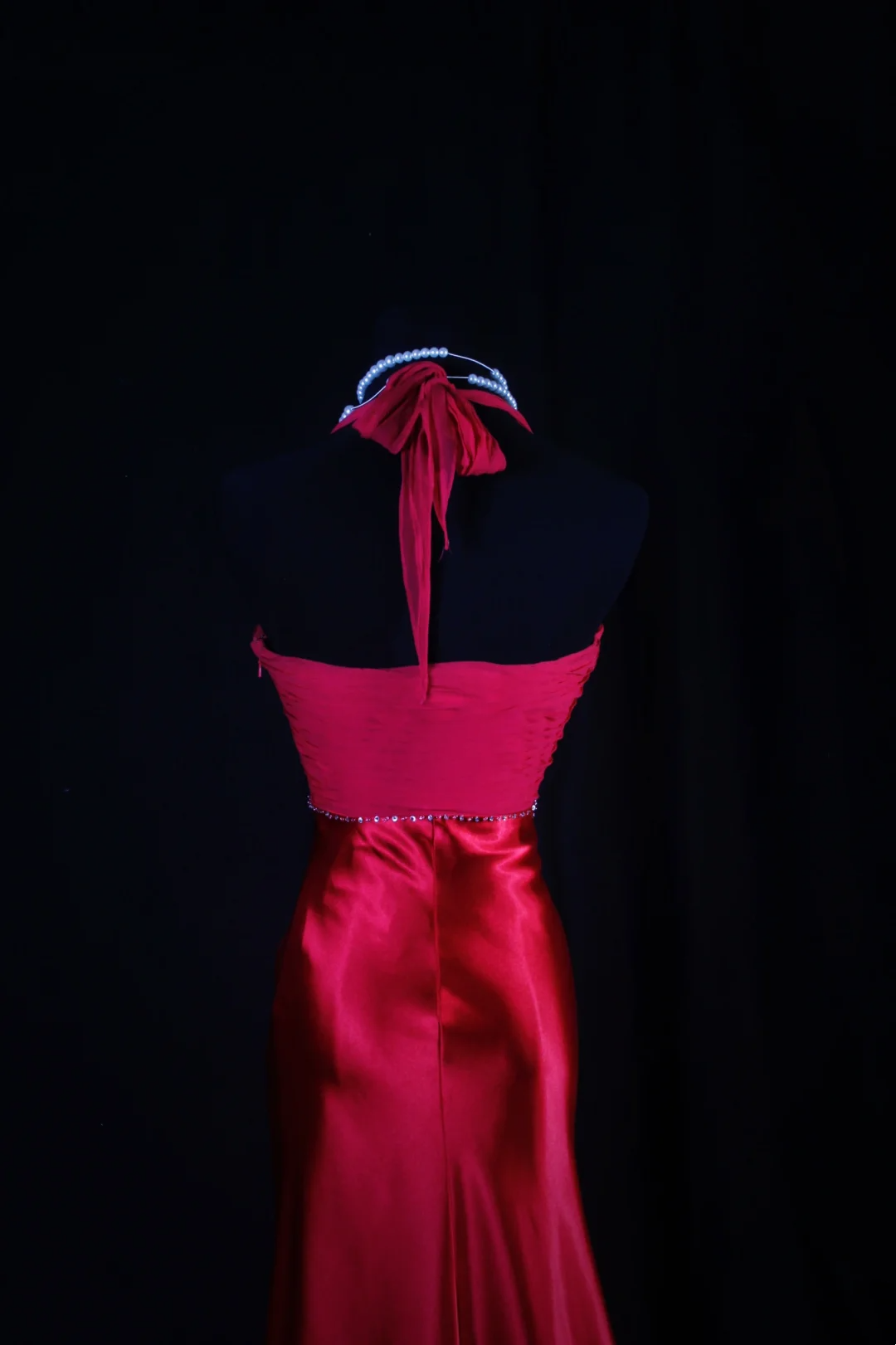 Halter Red Satin Mermaid Prom Dress Formal Party Dress Evening Dress  P174