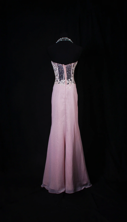 Pink Mermaid Applique Prom Dress Formal Party Dress Evening Dress  P175