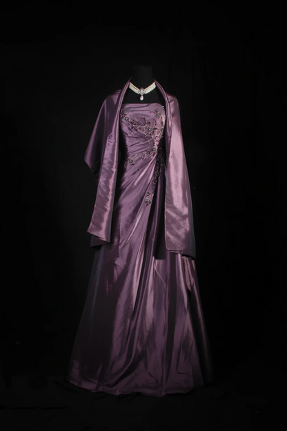 Strapless Purple Beaded Prom Dress Formal Party Dress Evening Dress  P176