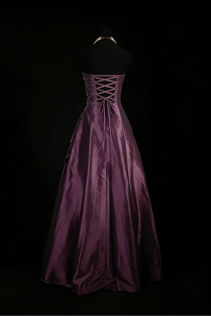 Strapless Purple Beaded Prom Dress Formal Party Dress Evening Dress  P176